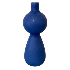 Blue Pottery Gourd Vase Made In Portugal